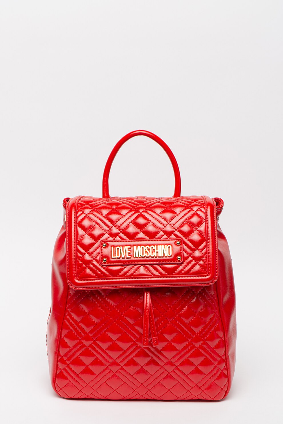 Love Moschino, Rucsac din piele ecologica cu aspect matlasat, Rosu